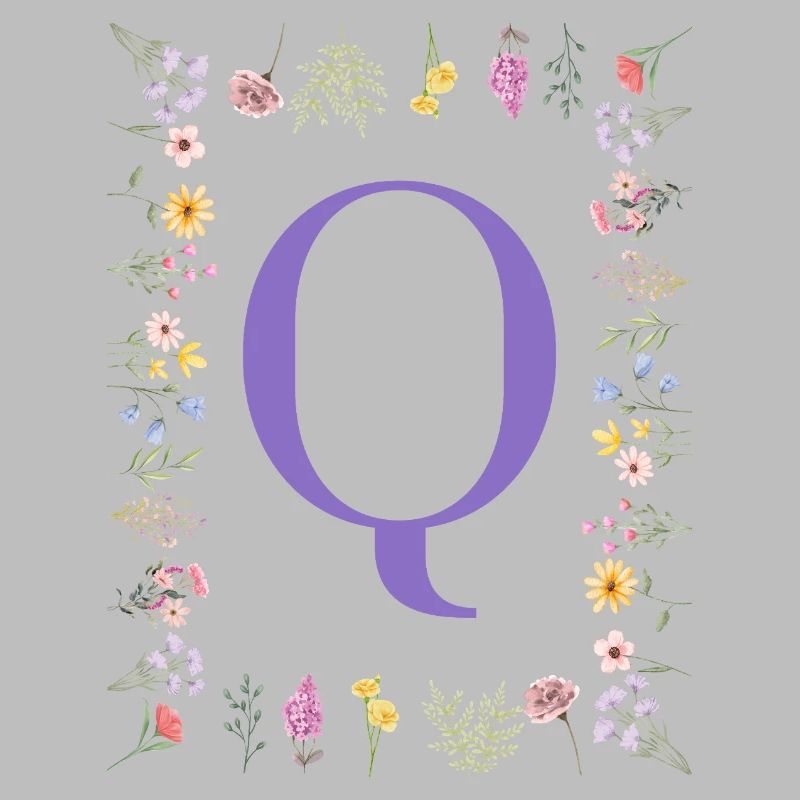 Monogramm "Q", florale Initialen