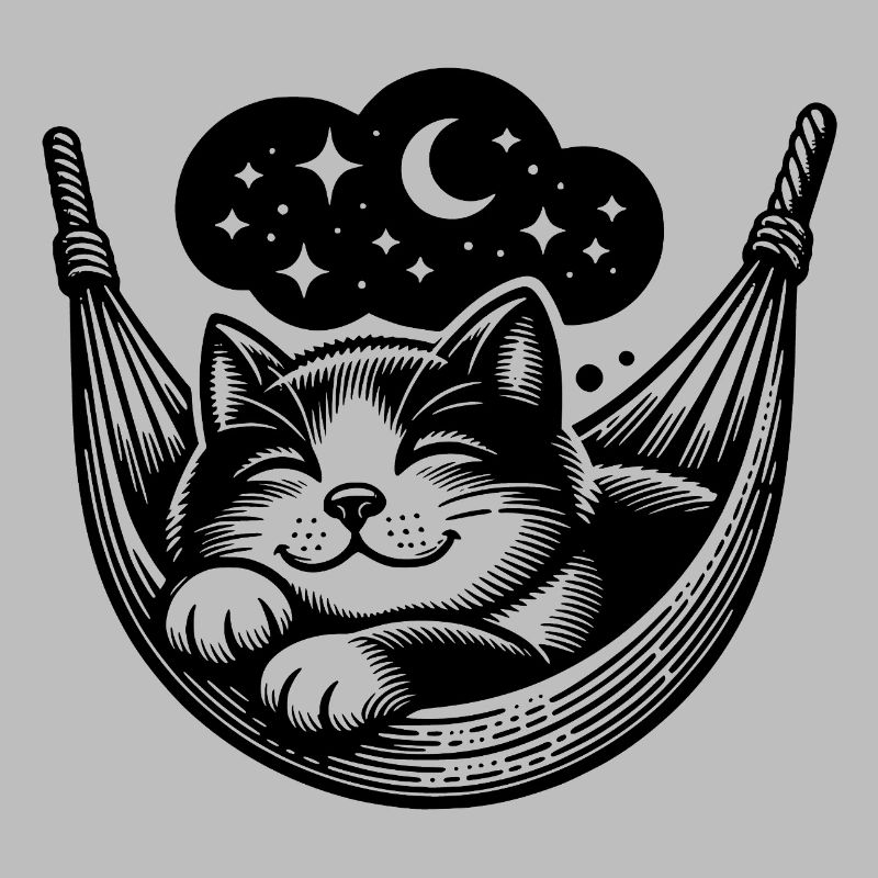 Little sleeping cat in hammock