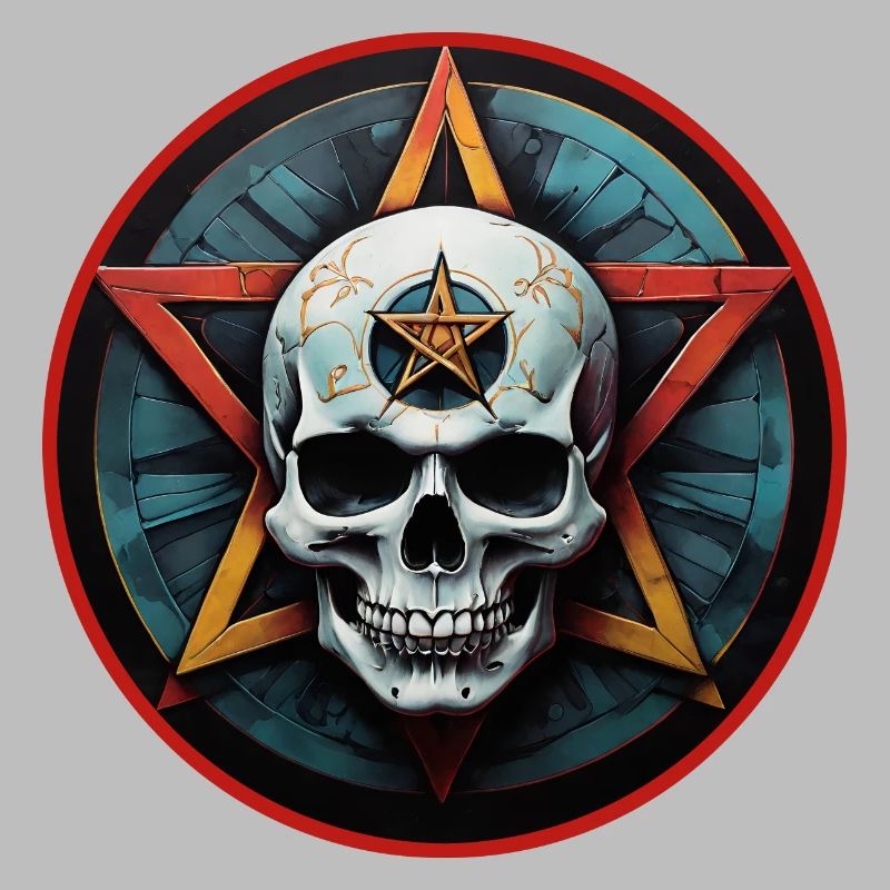 Crâne coloré avec pentagramme