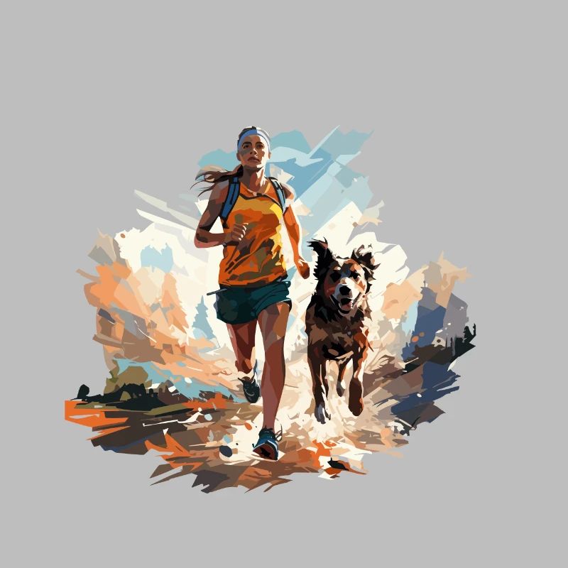 Tolles Läuferin mit Hund Polygon Design