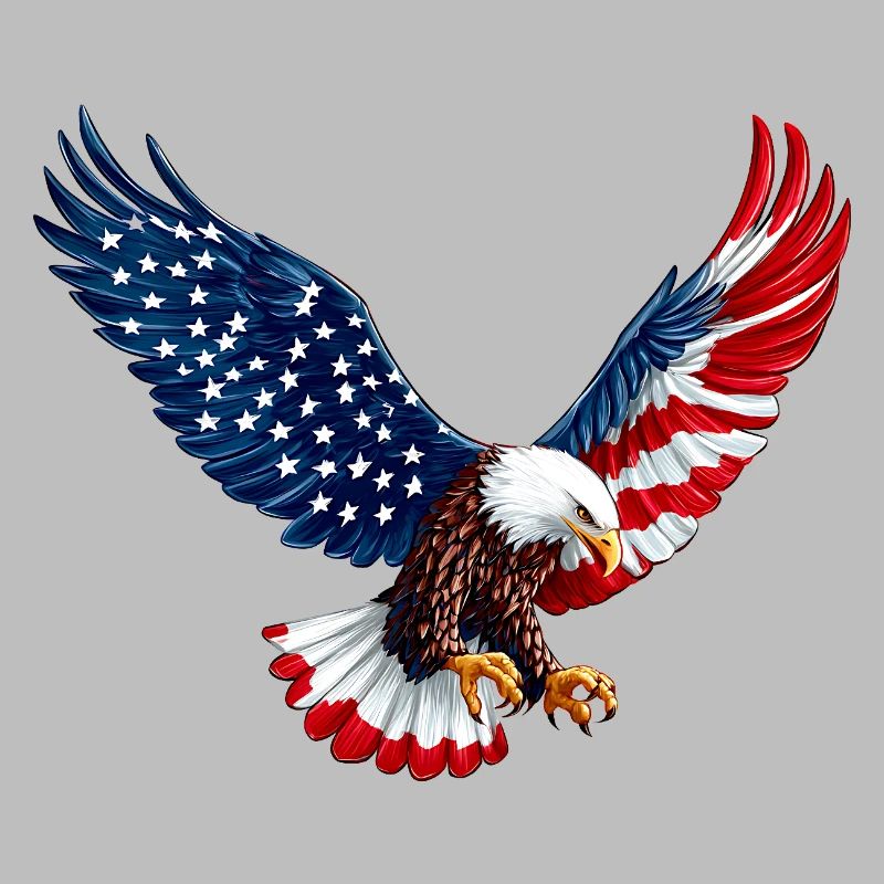 Aigle américain avec drapeau