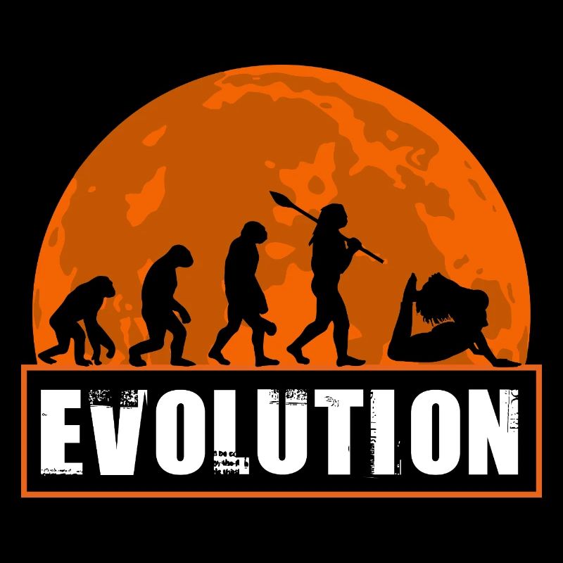 Yoga Evolution Silhouette Sunset Retro