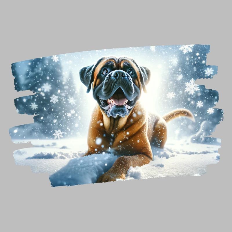 Boxer in wintry snowy landscape