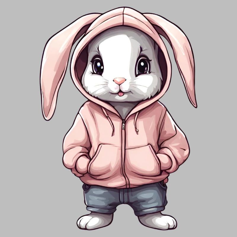 Lapin mignon avec pull hoddie