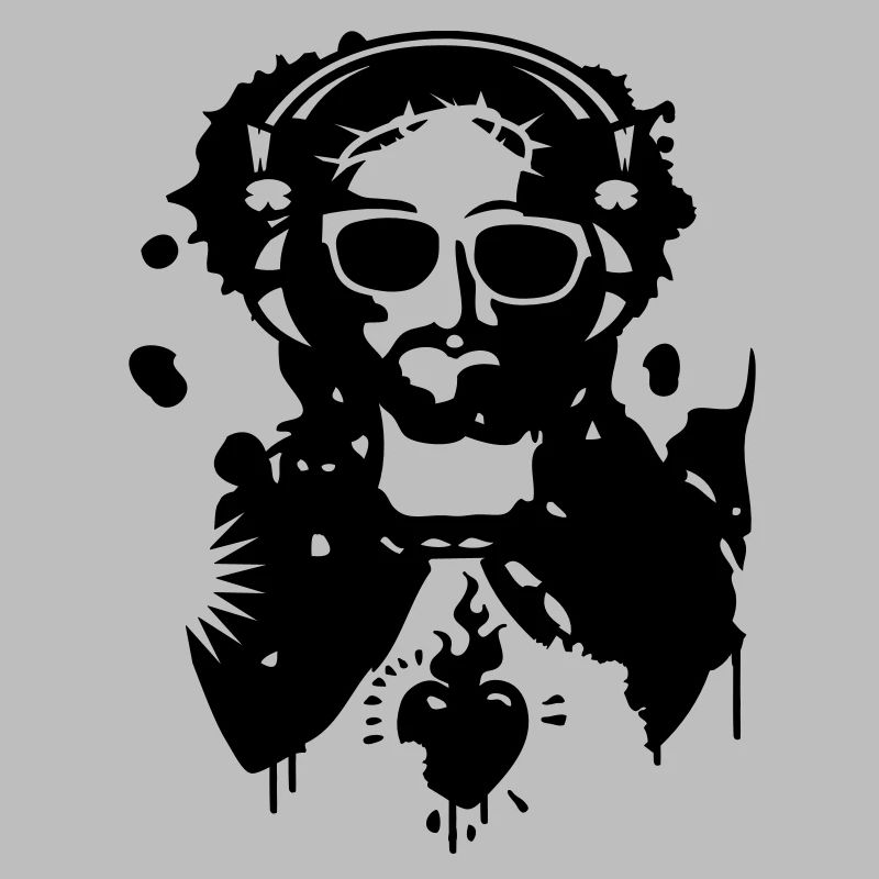 Jesus Graffiti mit Kopfhörer und Sonnenbrille