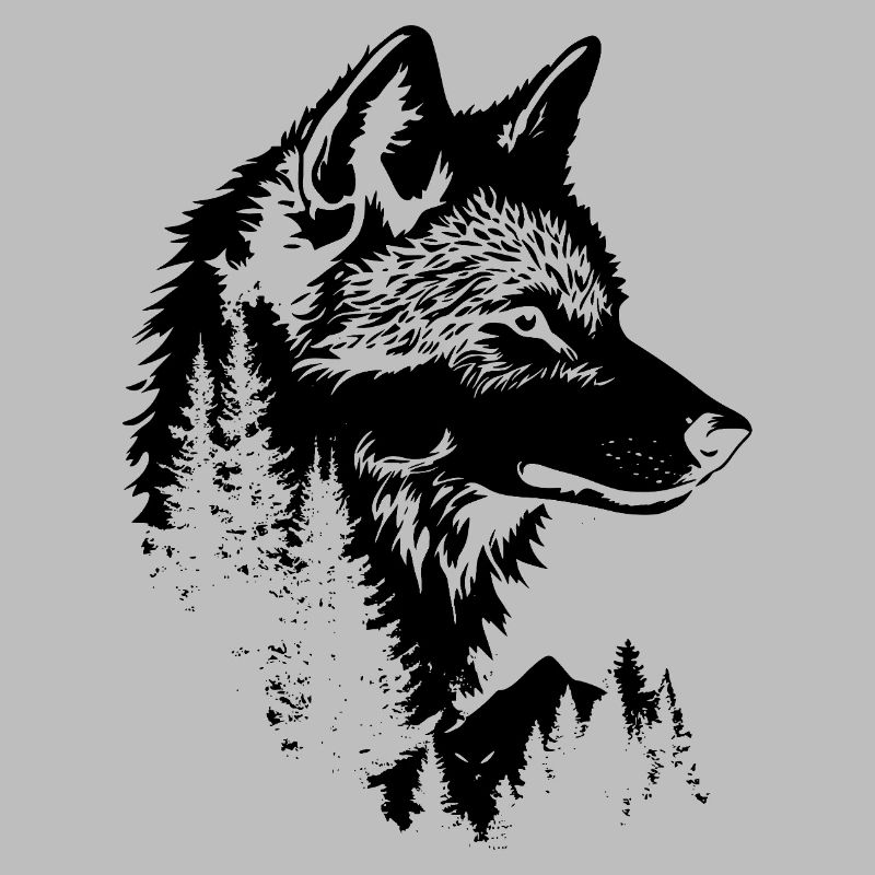 Silhouette de forêt de visage de loup