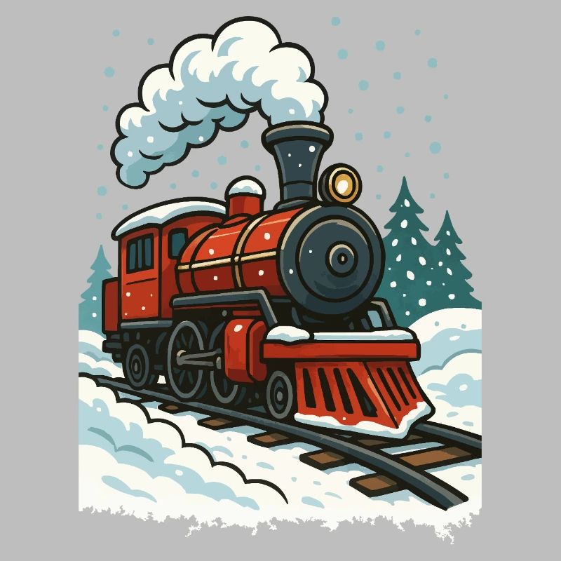 Winterliche Dampflok Comic