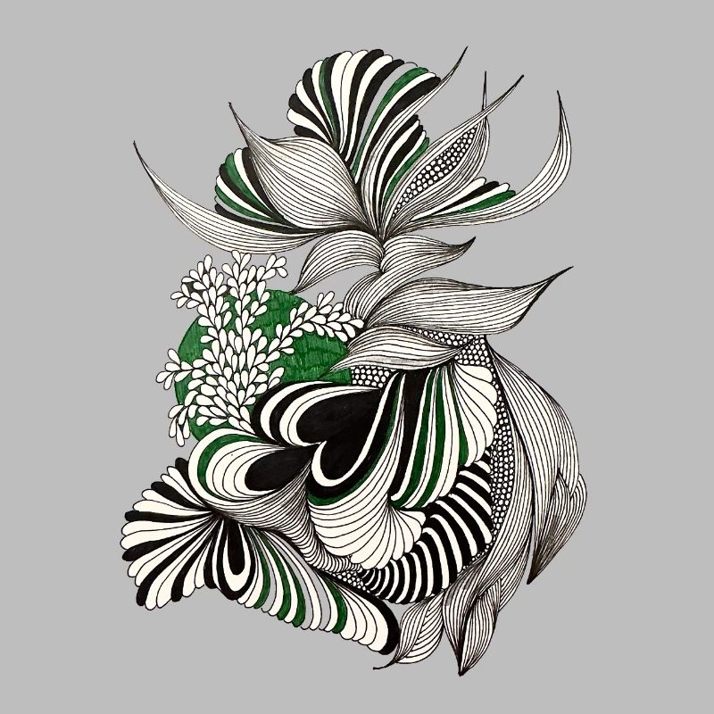 Green Lines Botanical Pattern