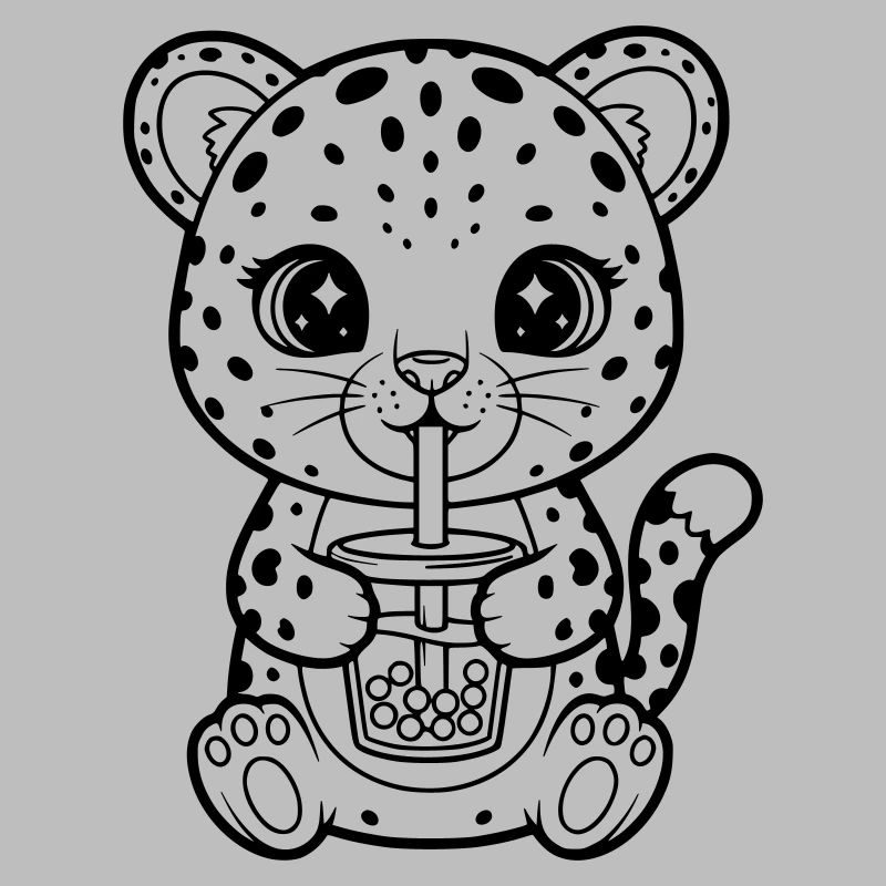 Leopard mit Becher