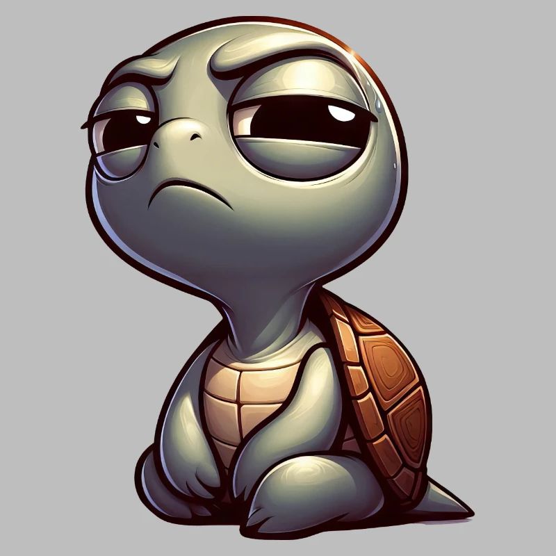 Funny cute skeptical cartoon turtle