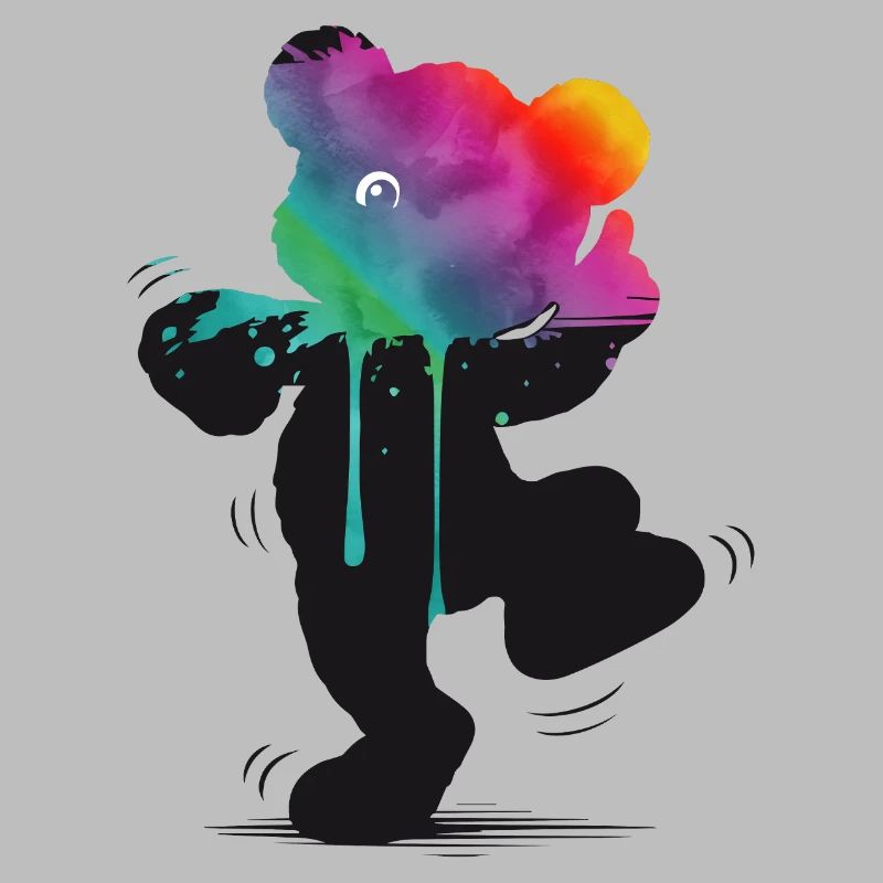 Rainbow Bear Silhouette with Watercolor Gradient