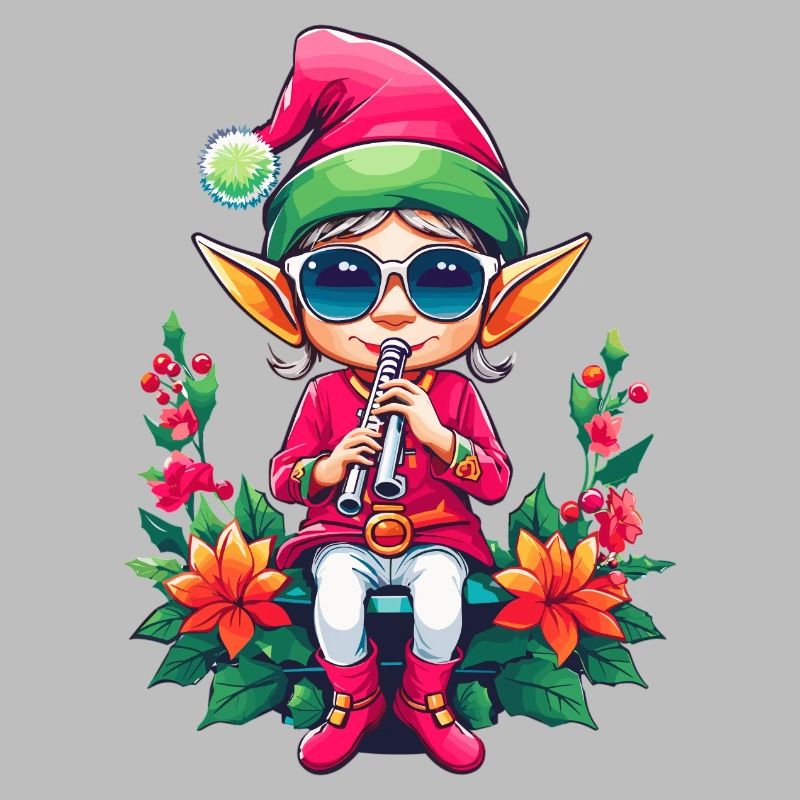 Weihnachts Elfe mit Flöte