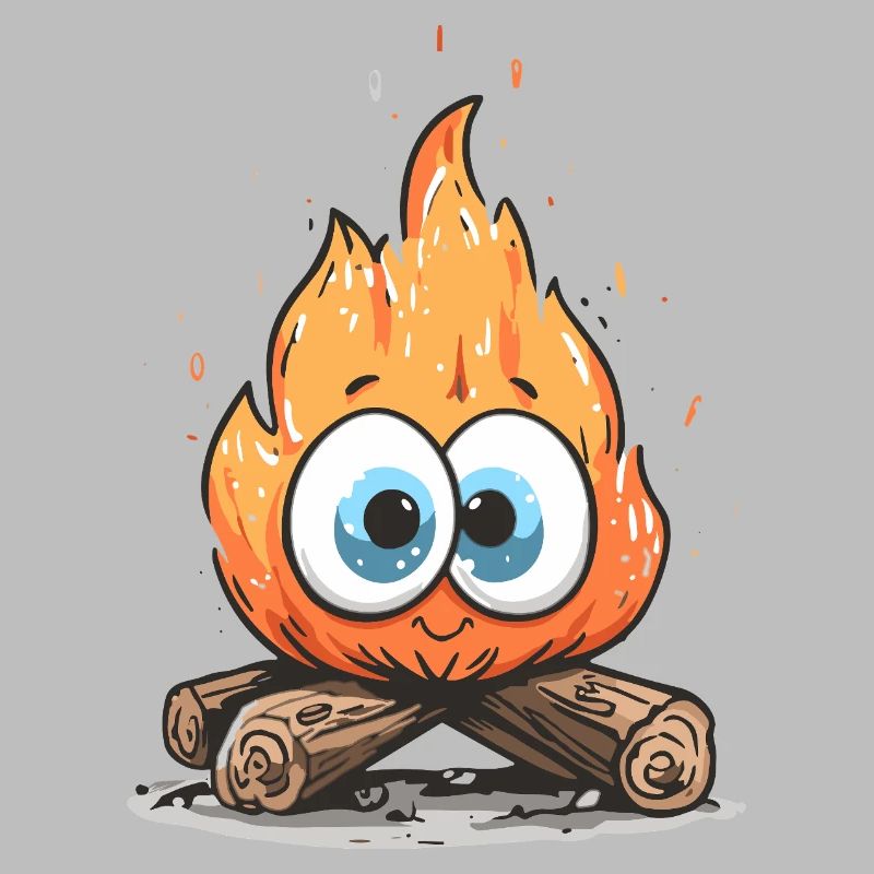 Campfire flame with googly eyes