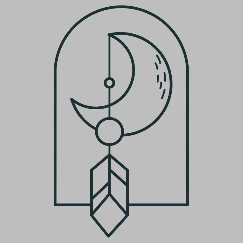 BOHO moon and drop feather on an arc
