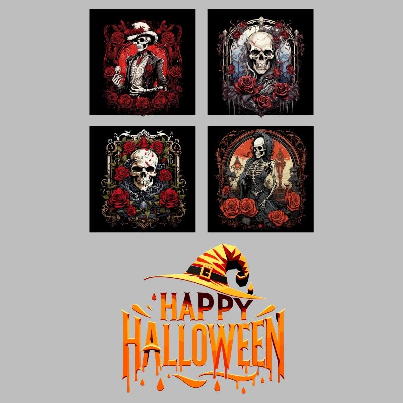 Retro Halloween skeleton Ensemble