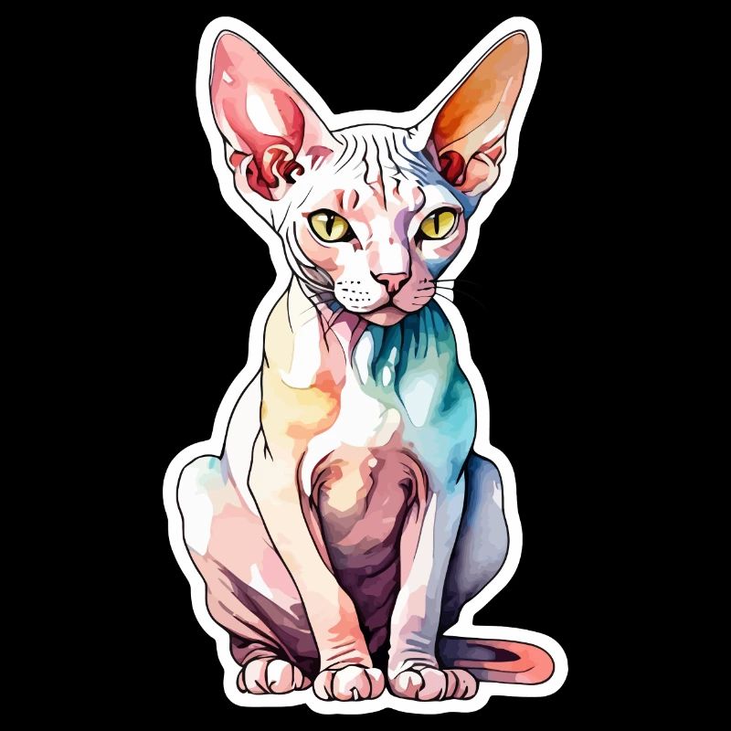 Sphynx Chat Aquarelles