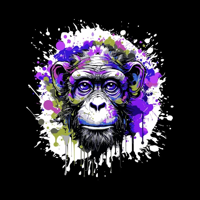 Monkey Head Portrait Colorful