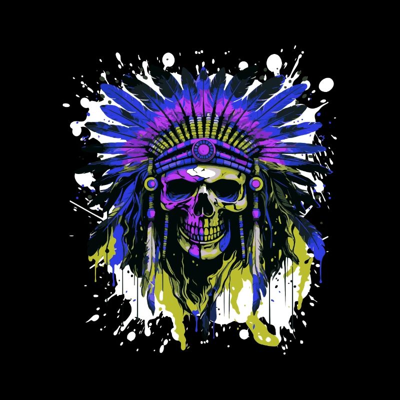 Apache Skull Indian Colorful