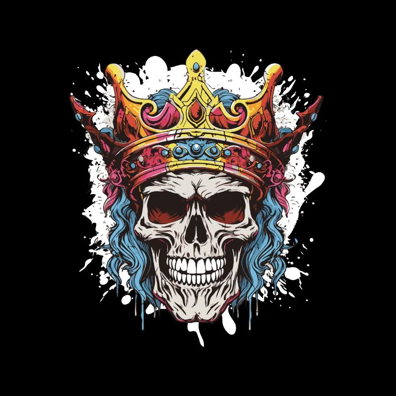 Skull King Crown Skeleton Pop Art