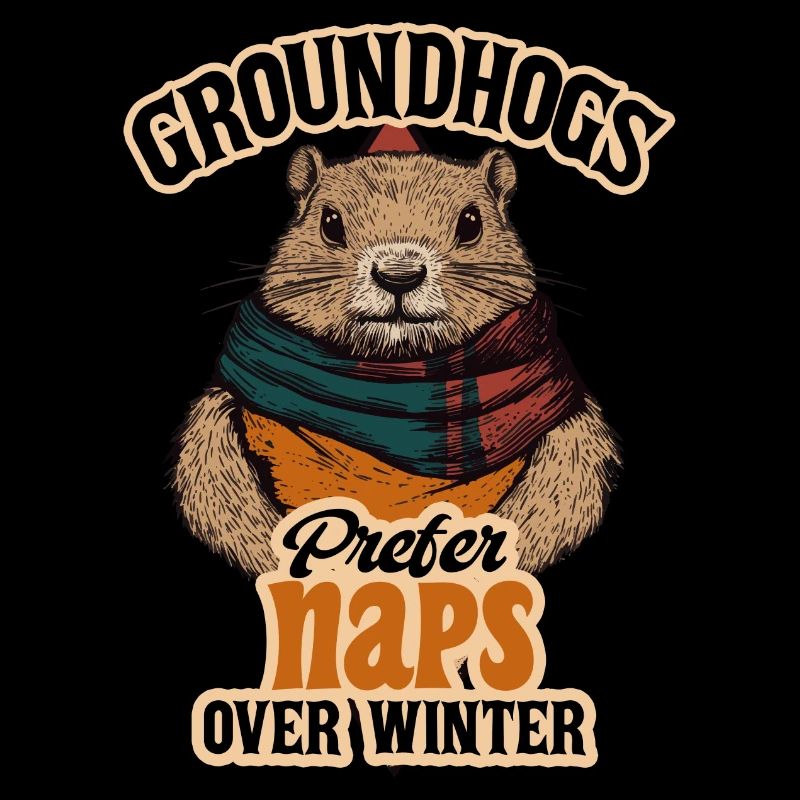 Groundhogs Prefer Naps Over Winter Fun Design