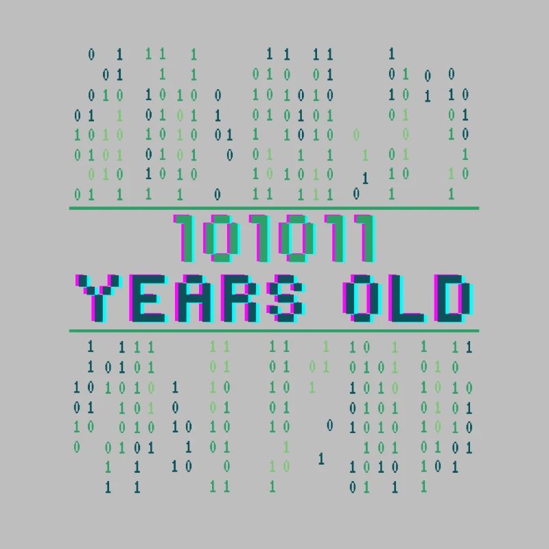 43rd birthday 43 years old Binary Code Computer Science