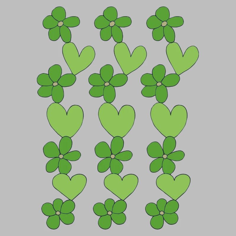 cœurs fleurs vert