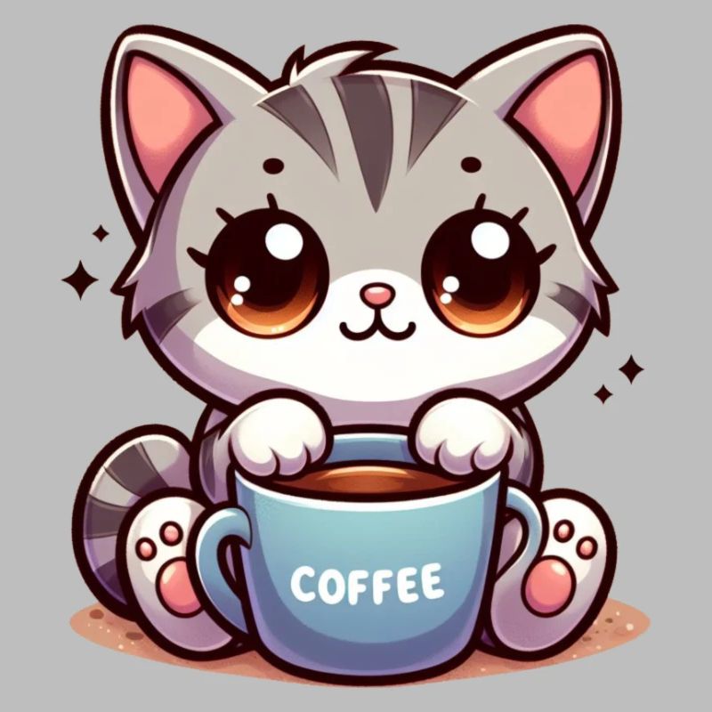 Katze mit Kaffeebecher 4
