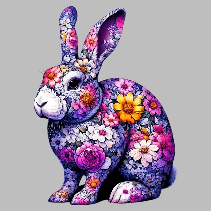 Lapin décoré de fleurs