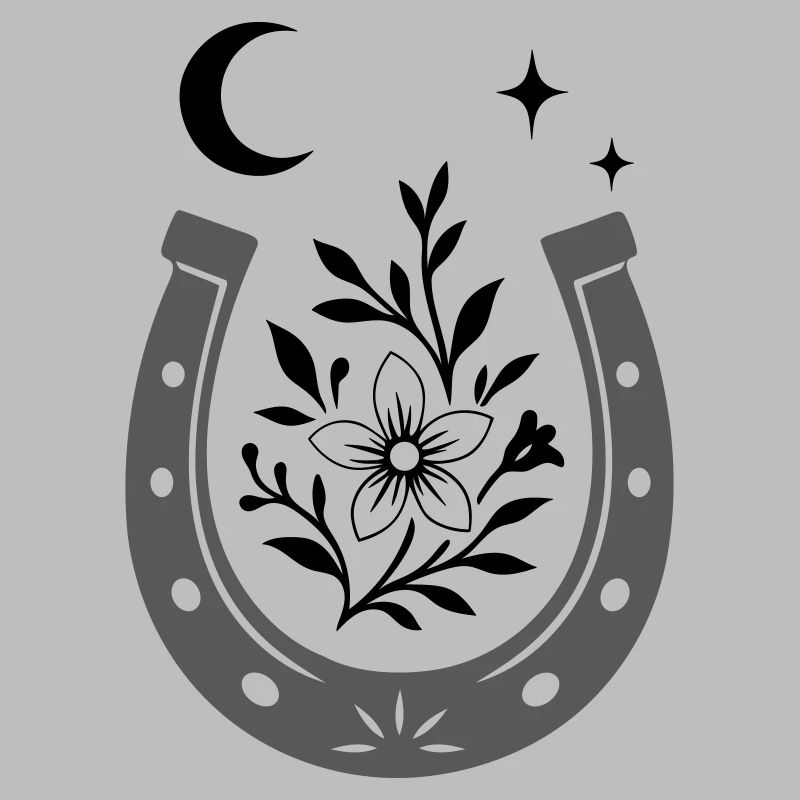 Fer à cheval avec fleur et lune - Lucky Design