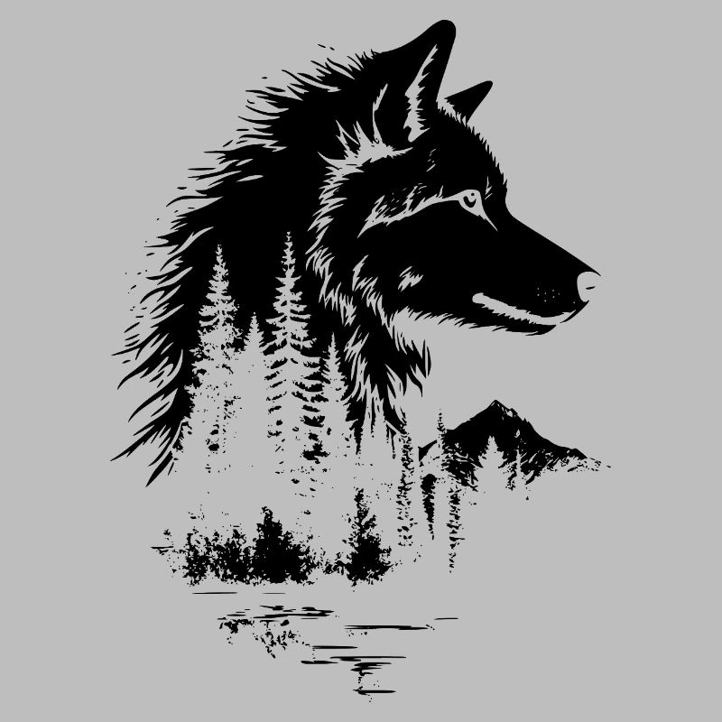 Wolf Gesicht Wald Silhouette