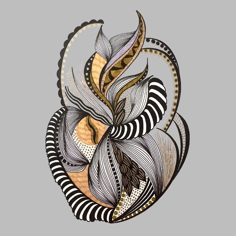 Organic leaf pattern in gold and black