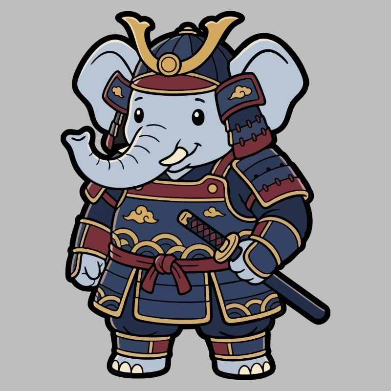 Elephant Samurai in Warrior Armor