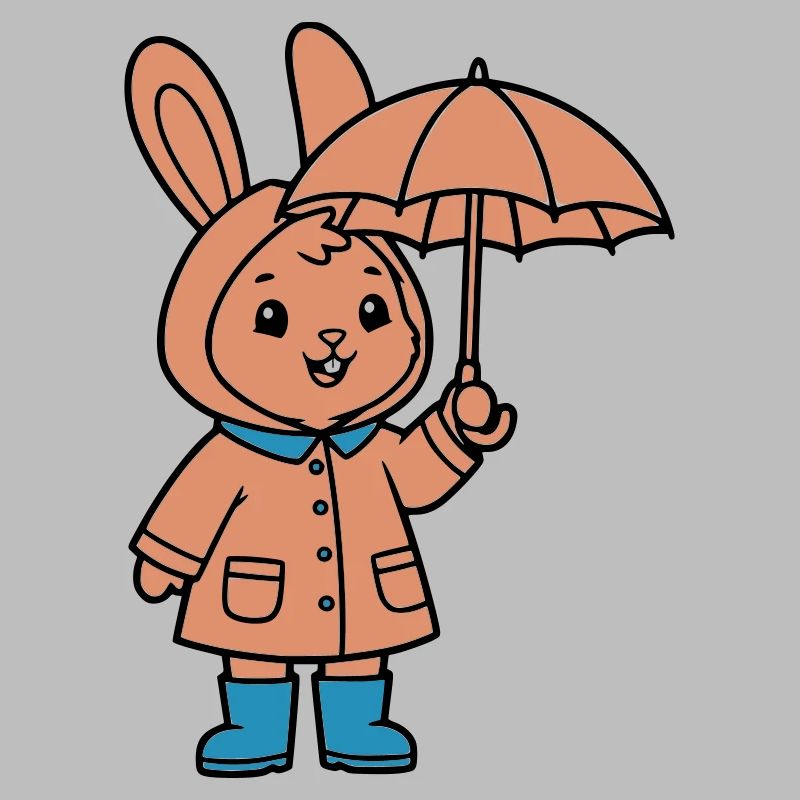Cute Bunny Raincoat Umbrella