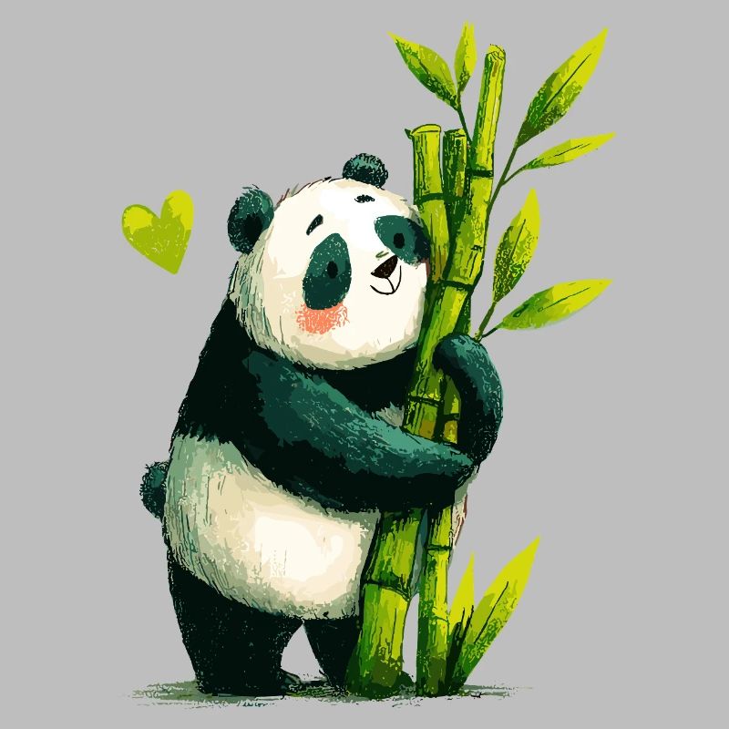 Panda Cuddle with Bamboo