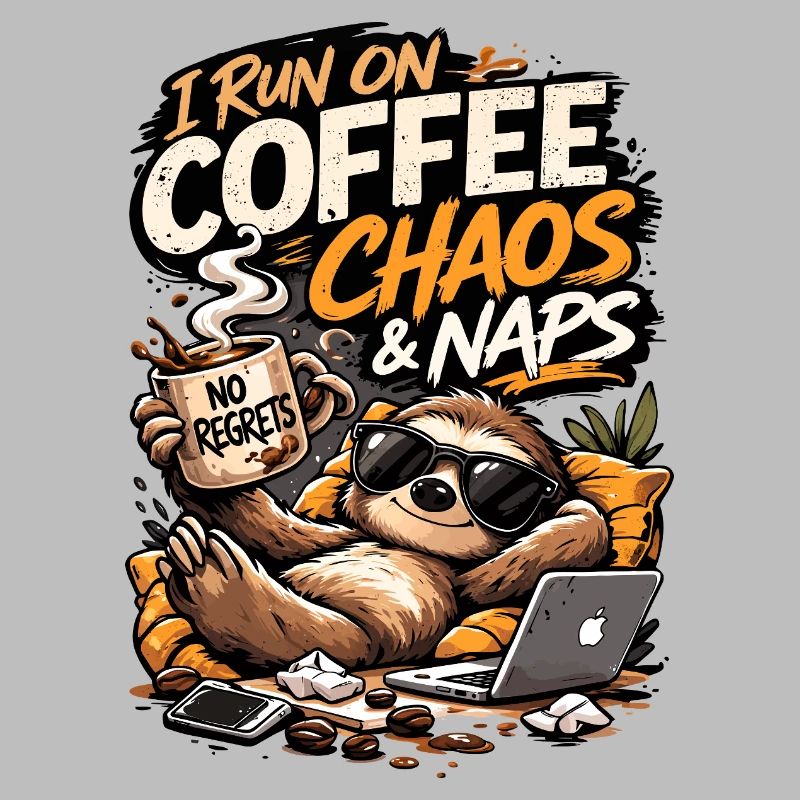 Coffee Chaos & Naps Sloth Tee