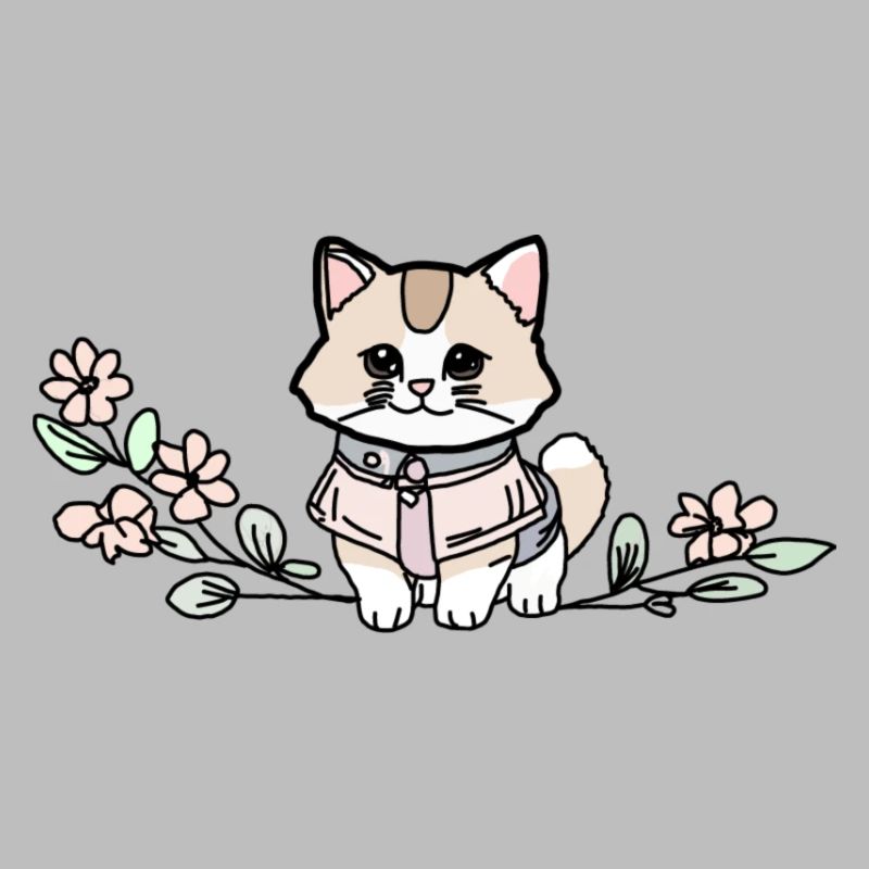 Katze auf Blumenast
