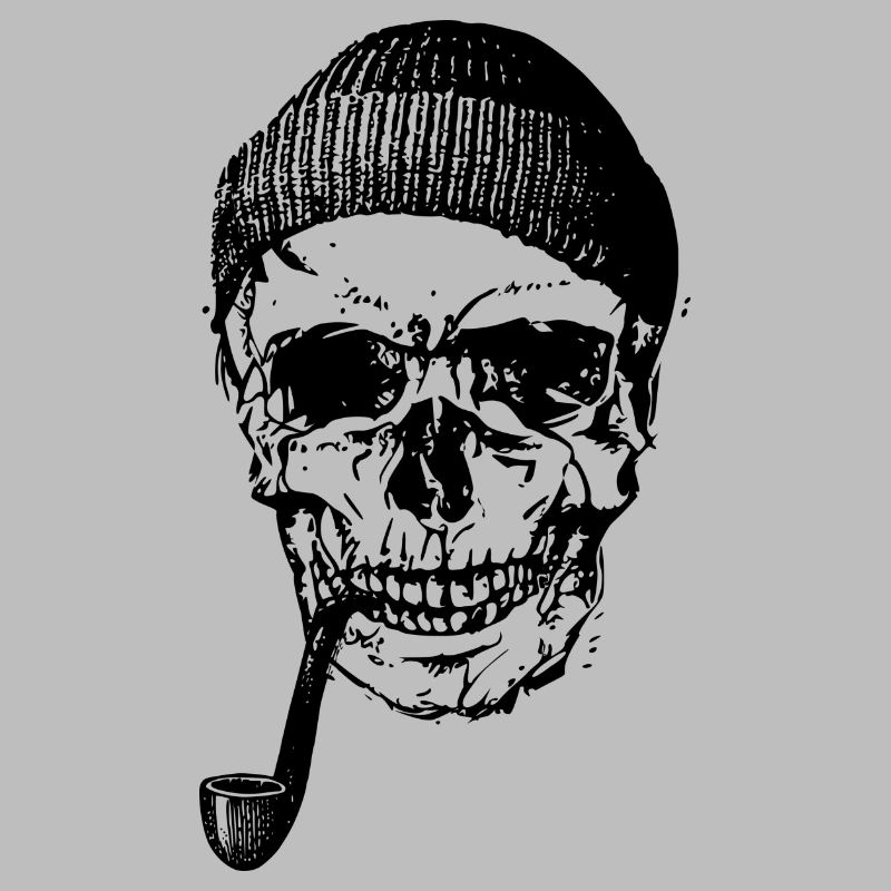 Skull with a pipe and cap