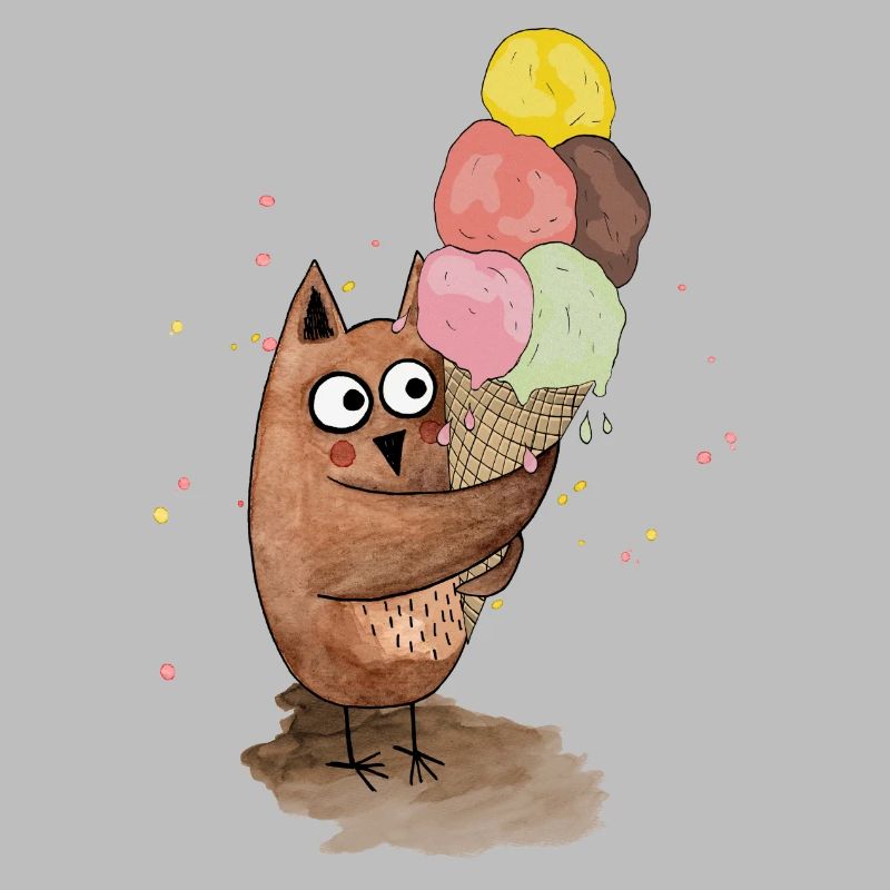 Eule mit riesigem Eis