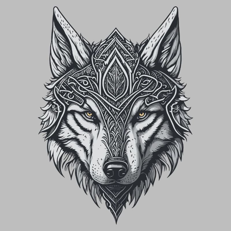Wolfskopf-Stil Wikinger-Tattoo