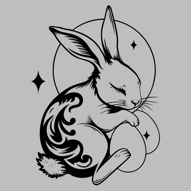 Sleeping Easter Bunny with Tribal and Eggs