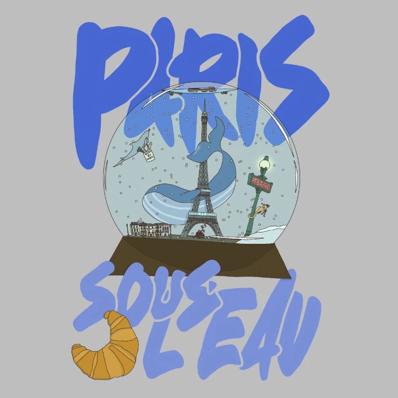 Paris Snowglobe Bleu - icône Eiffel