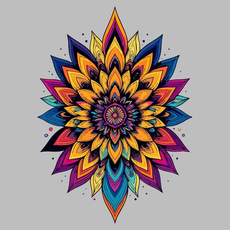 Bunte LSD Blume Mandala Farbexplosion Blumenstern