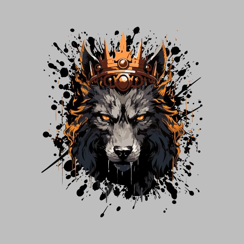 Wolf Kopf Porträt Krone