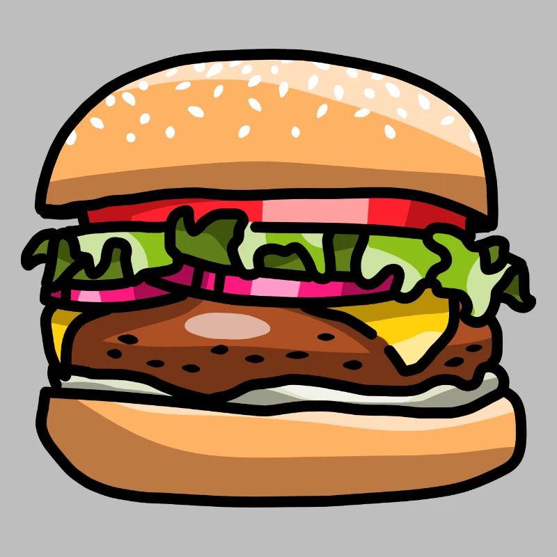 Comic Burger Hamburger Fleisch Patty Käse Tomate