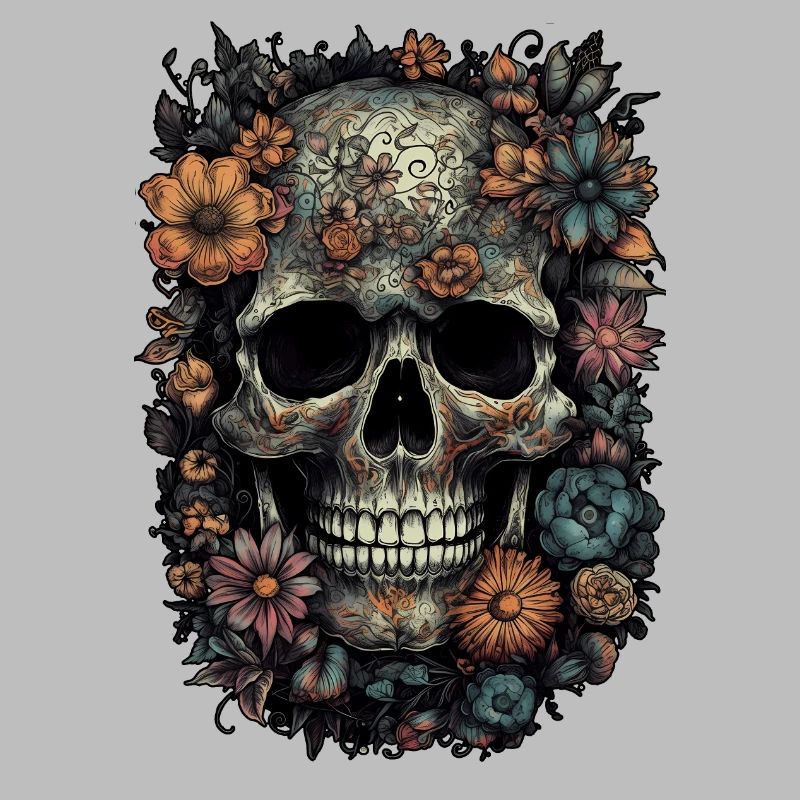 Crâne de crâne boho cool avec des fleurs colorées