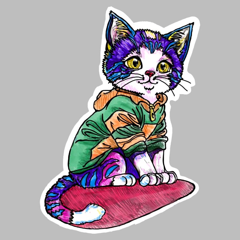 Chat en pull vert
