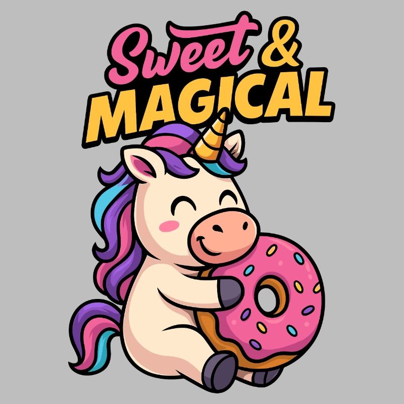 Süßes Einhorn mit Donut