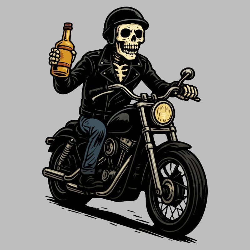 Skeleton Biker with Bottle