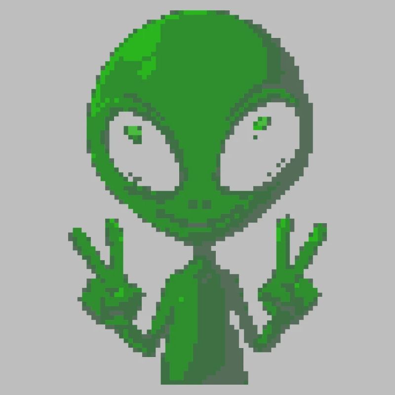 Pixel Alien Peace Sign