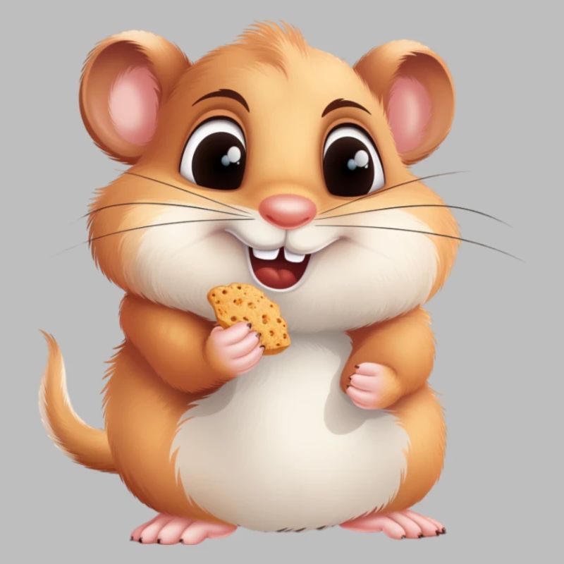 Cute hamster eats a cookie for kids and babies